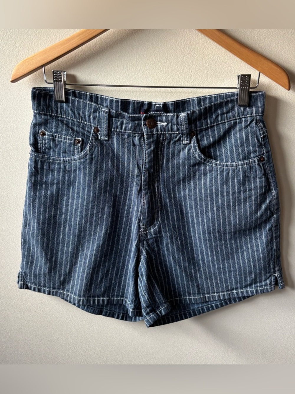 Bill Blass Pinstripe Denim High Waisted Shorts